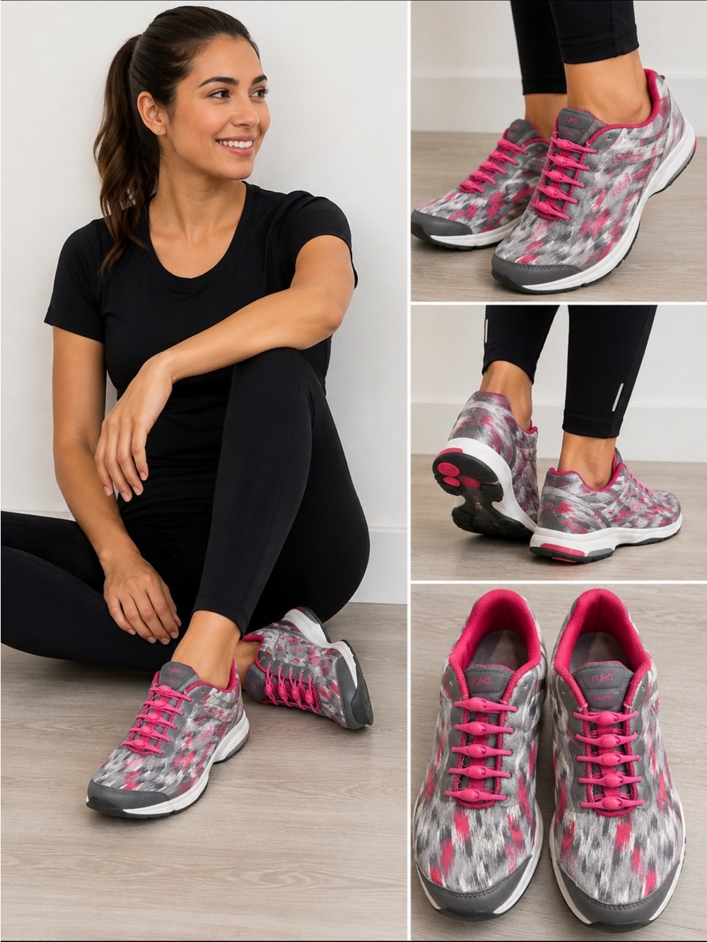 Ryka Gray and Pink Women's Athletic Walking Shoes